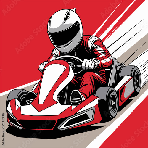 Picture of a go-kart racer with his go-kart