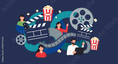 A minimalist film reel graphic evokes creativity and storytelling, perfect for media-related content.