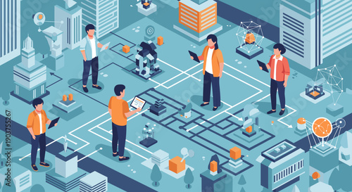 A professional man using a tablet in a modern office setting, ideal for business presentations and technology-focused content.