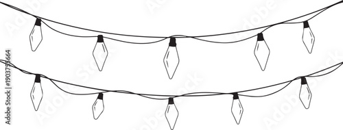 Two Lines Of Outline Diamond Shaped Light Bulbs On White string lights garland