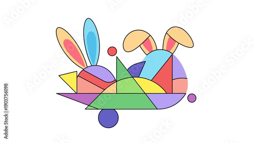 Colorful Geometric Rabbit Illustration Artwork Design.