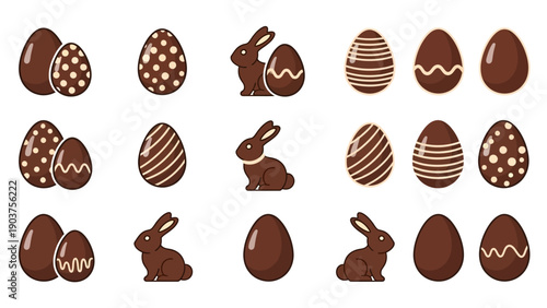 Chocolate Easter Eggs and Bunnies Collection.
