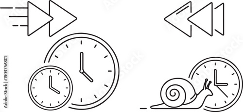 Fast and Slow Time Icons Set. Speed and Delay Concepts Vector Illustration.