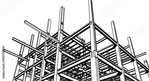 Modern Building Construction Steel Frame Structure.