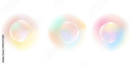 Set color circle gradient noise gradation. Abstract colorful watercolor blur mesh on isolated transparent background. Circle shape png.