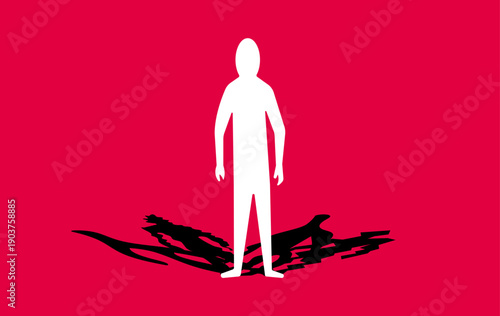 Man standing in front of different shadows, multiple personality mental illustration