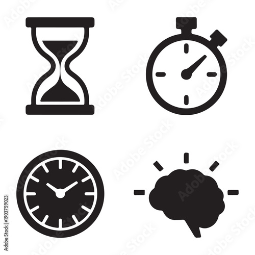 Deep work mental focus silhouette vector illustration with thinking head