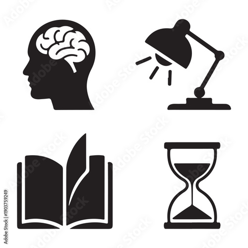 Deep work concentration and accuracy silhouette vector illustration