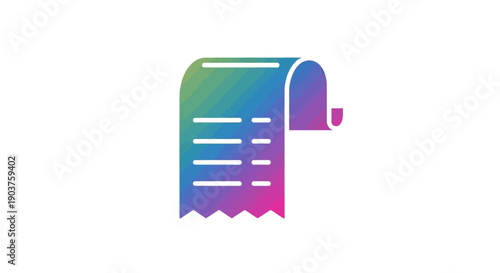 Vibrant gradient receipt icon for modern digital billing financial transactions and expense