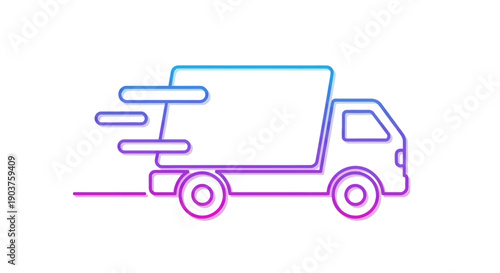 Dynamic gradient delivery truck icon illustrating fast shipping and express logistics service on