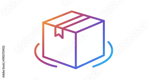 Vibrant Gradient Outline Package Icon with Rotation Arrows Representing Delivery Logistics or
