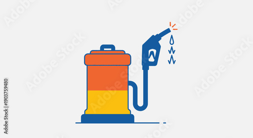 Blue and orange gas pump illustration symbolizing fuel, energy, and transportation