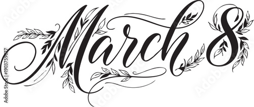 Elegant hand-drawn march 8th international women's day logo design
