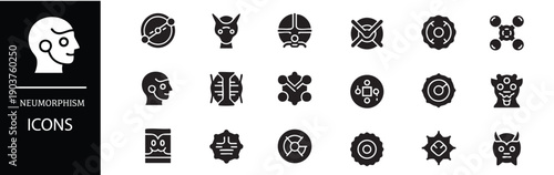 Neumorphism icons for modern digital design and user interface