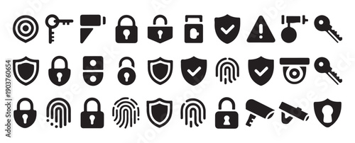 Biometric fingerprint and user account security line icons. vector illustration eps 10