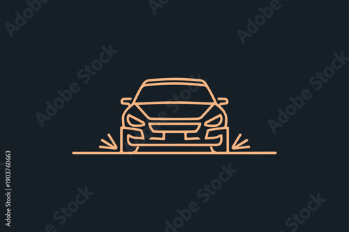 Car Front View Icon Minimal Line Art Vehicle Symbol Vector