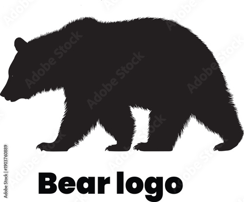 Bear walking profile silhouette illustration