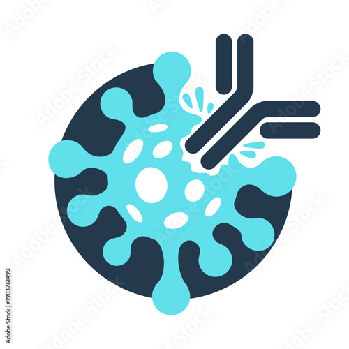 Antibody emblem - immune system icon in flat colors