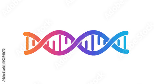 Vibrant DNA double helix representing genetics and biological science research innovation