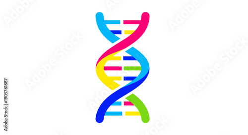 Vibrant abstract genetic code illustration showcasing the double helix structure of human DNA