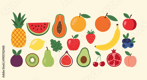 set of fruits and vegetables