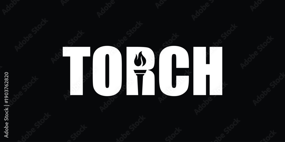 Fototapeta premium Simple minimalist text torch logo design inspiration