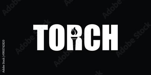 Simple minimalist text torch logo design inspiration