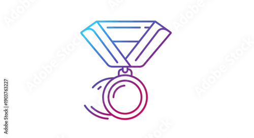 Dynamic gradient line art illustration of a medal representing achievement, victory, and success