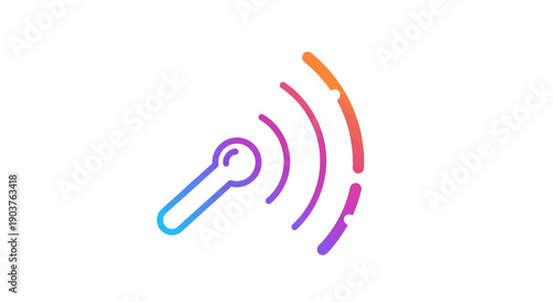 Vibrant Gradient Microphone Icon with Broadcasting Sound Waves for Digital Media Communication