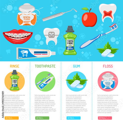 dental hygiene banner and infographics