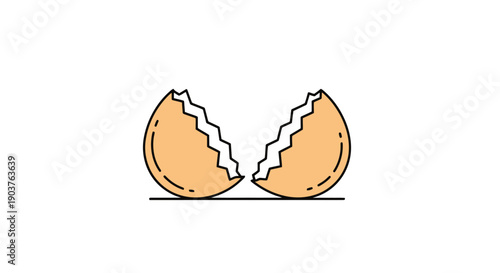Conceptual image of a broken eggshell on a white background symbolizing a new beginning or a fresh start on a clean surface