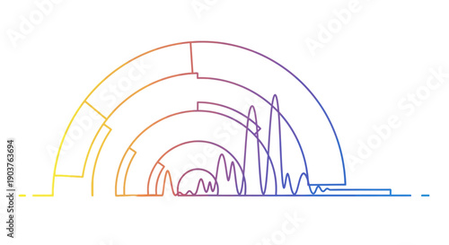 Abstract digital spectrum wave visualization with vibrant gradient colors illustrating data