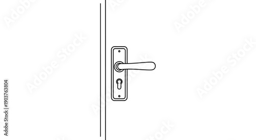 Modern Door Handle With Keyhole Mechanism Mounted On A White Surface Representing Entry And Access And Security