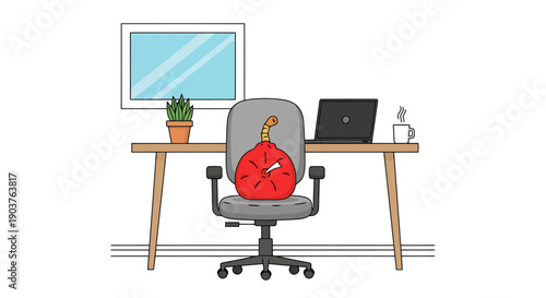 Office Chair Features A Ticking Bomb Symbol Representing Deadline Pressure And Stressful Work Environment