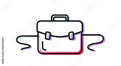 Modern minimalist briefcase icon with glitch effect representing business education and