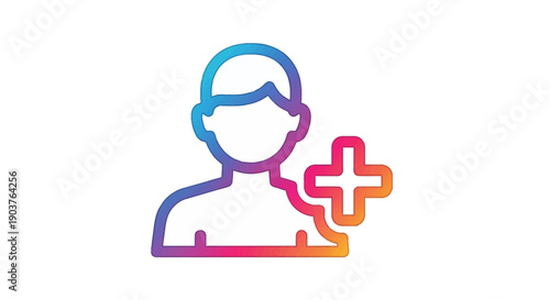 Vibrant gradient line icon representing adding a new user or friend to a digital network or platform