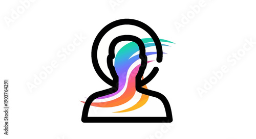 Vibrant Human Silhouette with Flowing Energy and Creative Mind Aura Illustration