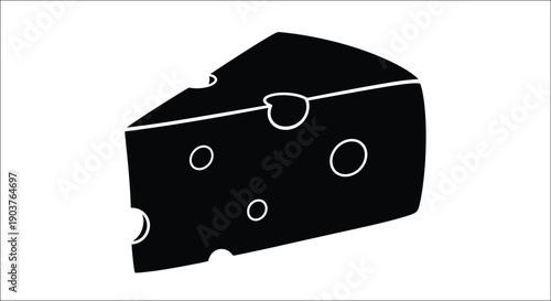 A black silhouette of cheese with holes simple design silhouette