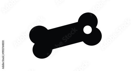 A simple black bone shape against a white background silhouette