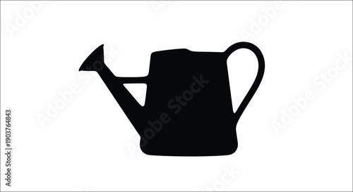 A black silhouette of a classic watering can