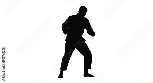 A dynamic martial artist in a striking pose black silhouette