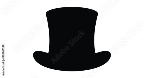 A black top hat isolated on a white background silhouette