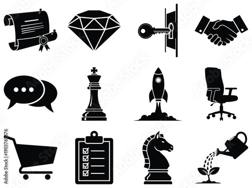 Business Set with Contract Diamond Key Handshake finance