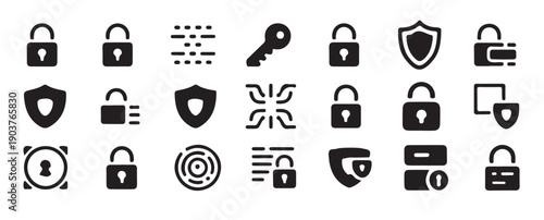 Information security and encrypted data access key icons. vector illustration eps 10