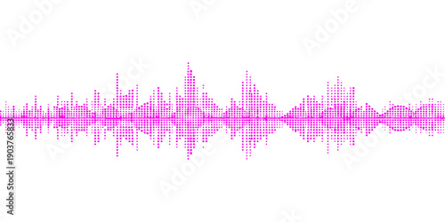 Abstract vector illustration of a blue digital heart beat and sound wave frequency spectrum designed for medical technology or electronic music audio equipment