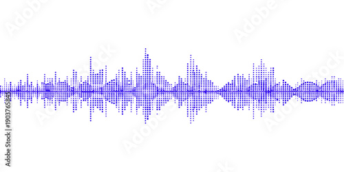 A medical pulse heart beat graph vector illustration featuring a blue digital soundwave waveform designed as a modern city skyline silhouette on a clean white background