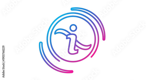 Dynamic gradient abstract icon representing information and human interaction within a swirling