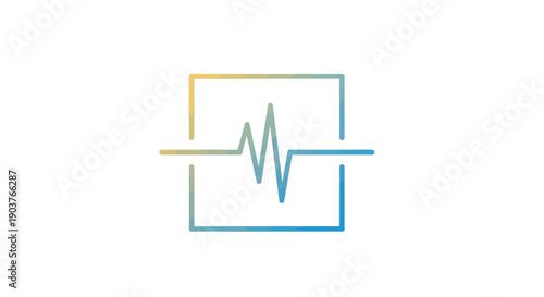 Modern Gradient Heartbeat Pulse Line Icon in Square Box for Health Technology and Science Concepts