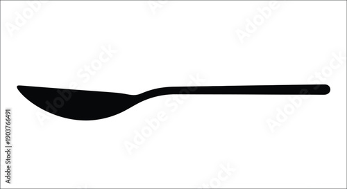 A simple black silhouette of a spoon against a white background silhouette