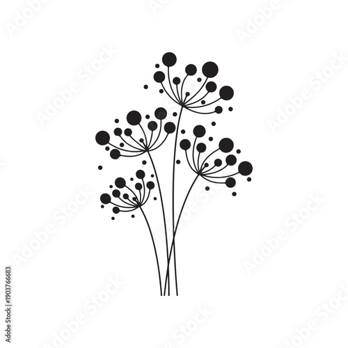 Black and white of a dandelion with seeds plant vector